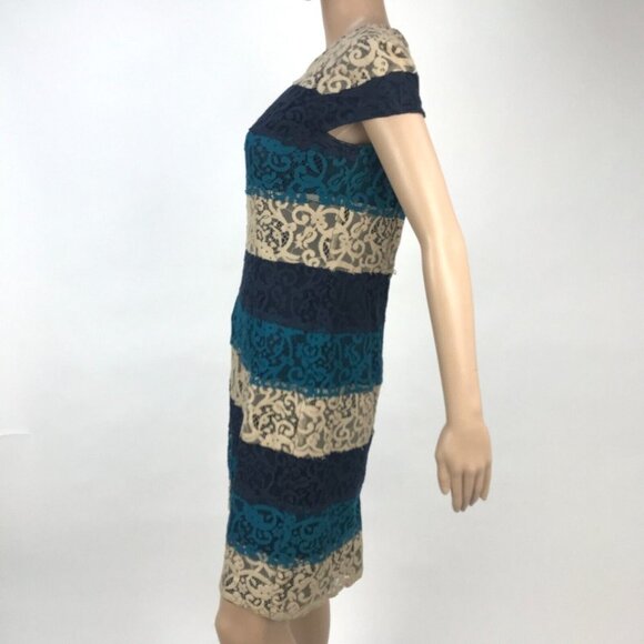 Ann Taylor Colorblock Lace Striped Sheath Shift Mi - Picture 4 of 7